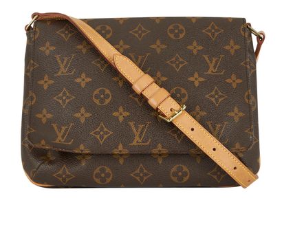 Musette Tango Bag, &pound;710, Handbags, Brown, Coated Canvas/Leather, Front view